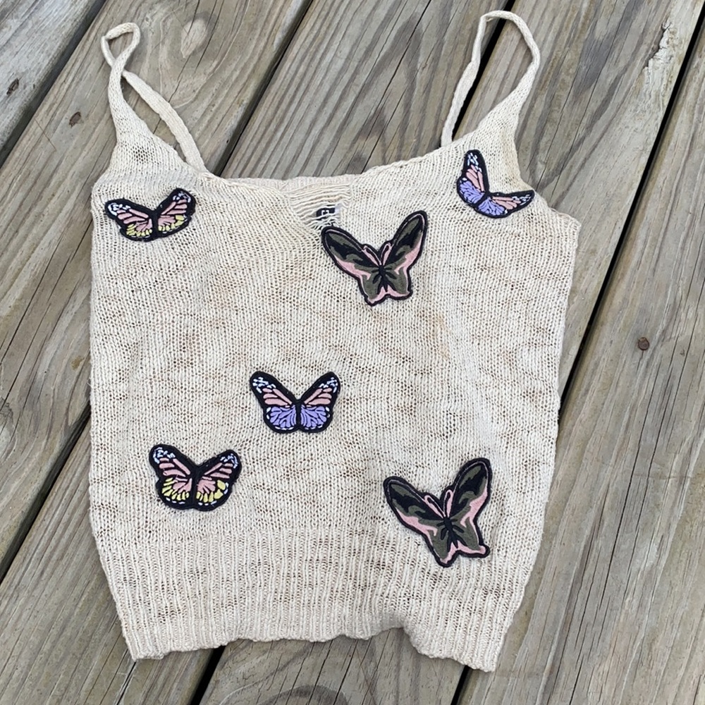 H&M Knit Embroidered Crop Top